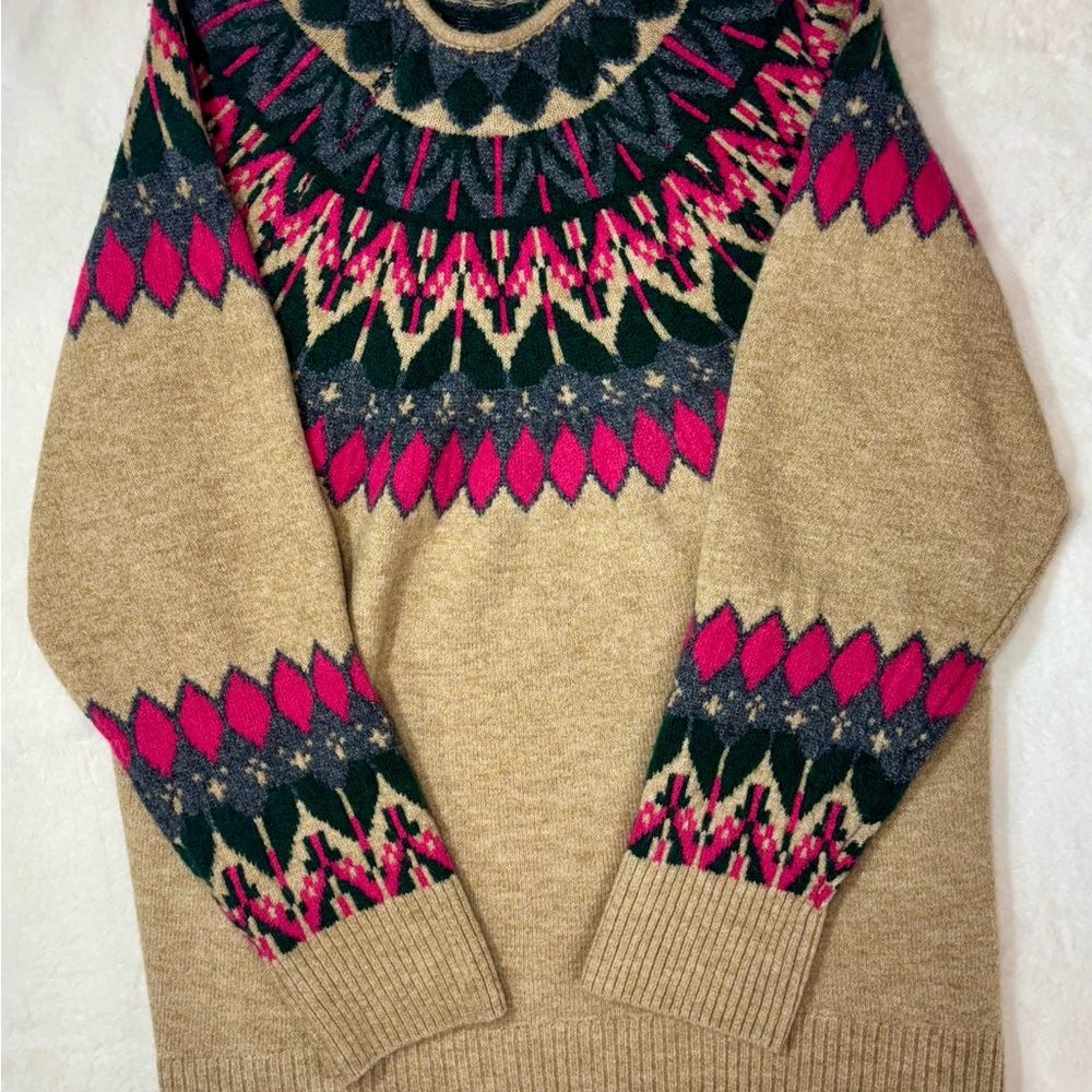 Vince Camuto Tan and Pink Fair Isle Sweater - Picture 3 of 7